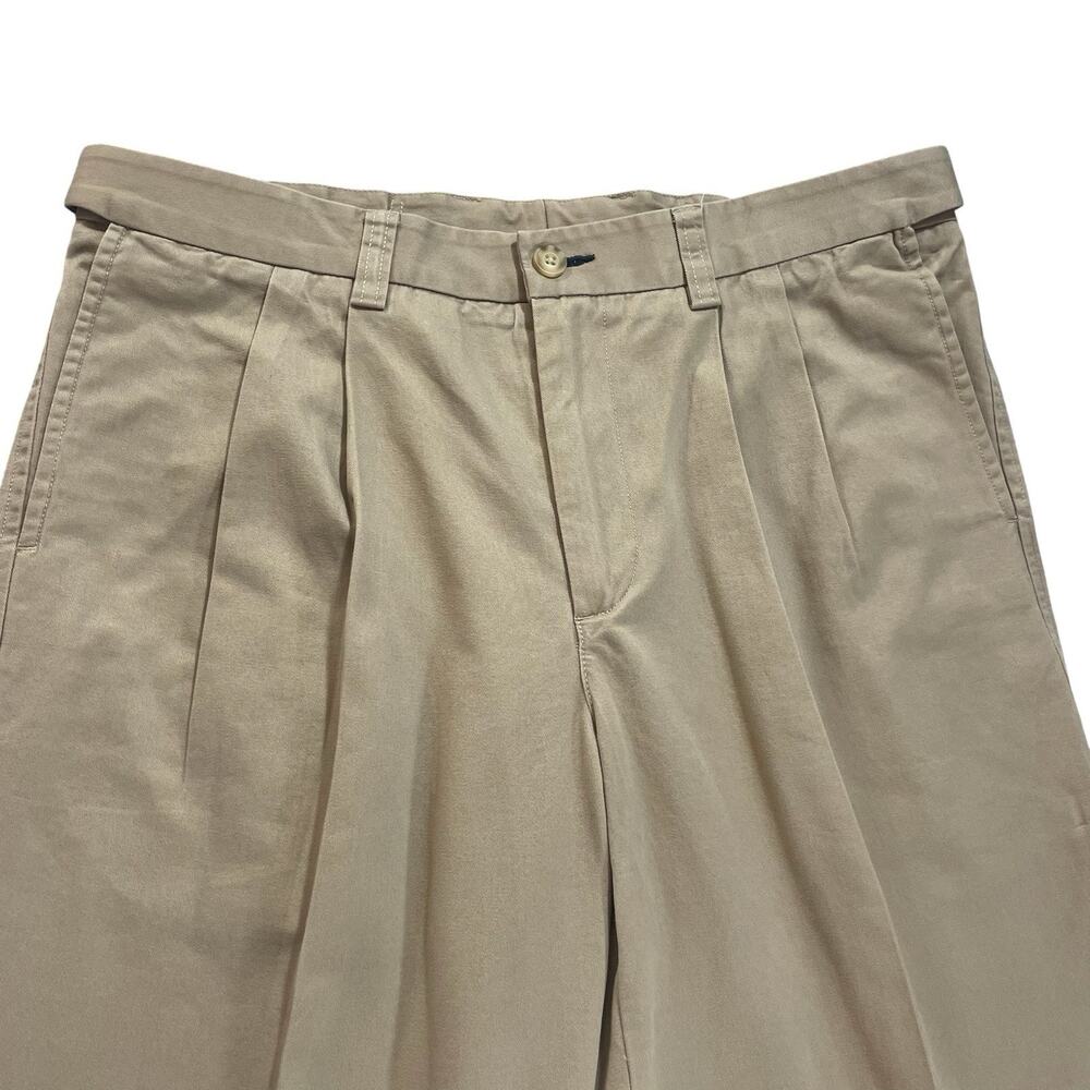 Duluth Trading Khaki Chino Pants Men's 34x40 Double Pleated Hidden Stretch Waist